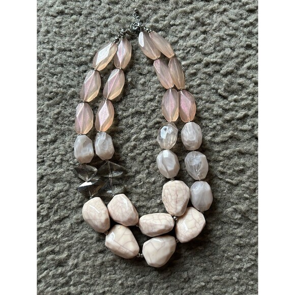 OFFICE Jewelry - Blush Pink 2 Layer Statement Chunky Necklace Jewelry Women’s Office Casual